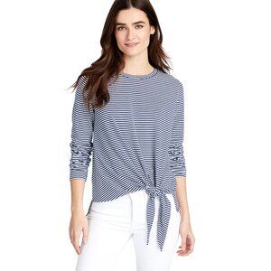 Vineyard Vines Navy Striped Tie Front Knit Top Sz M